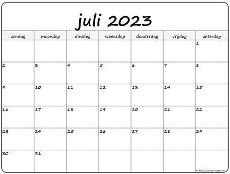 kalender juli 2023 nederlands